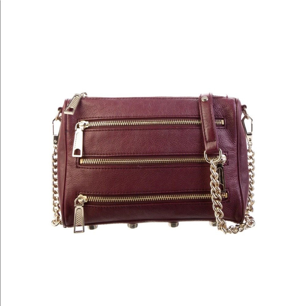 Rebecca Minkoff Mac Maroon Leather Crossbody Zipper Purse